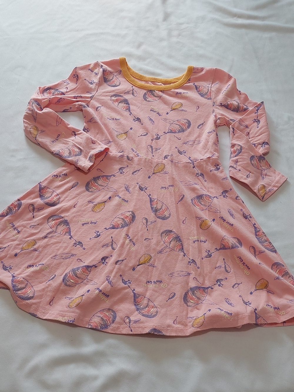 Dr Suess Kids Pink Balloon-Print Long Sleeve Dress.Size 5 T